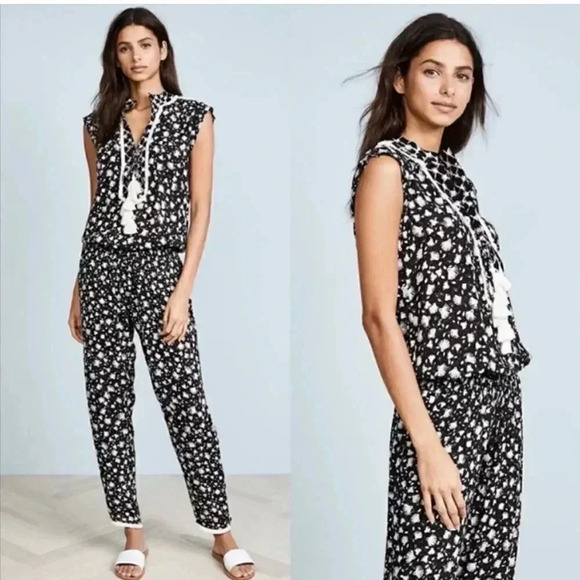 POUPETTE ST BARTH Black And White Donna Long Jumpsuit - Picture 2 of 9